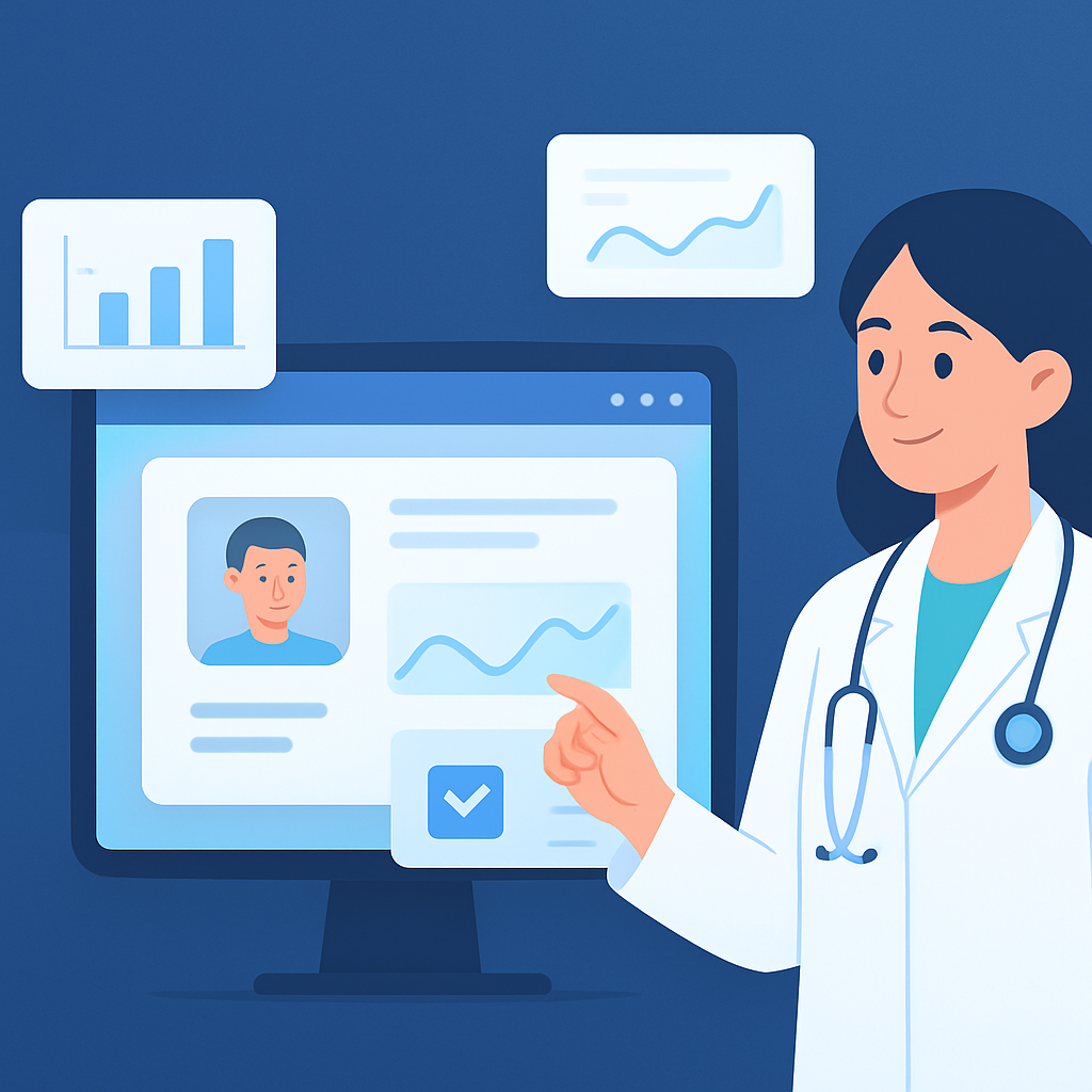 Healthcare CRM dashboard illustration